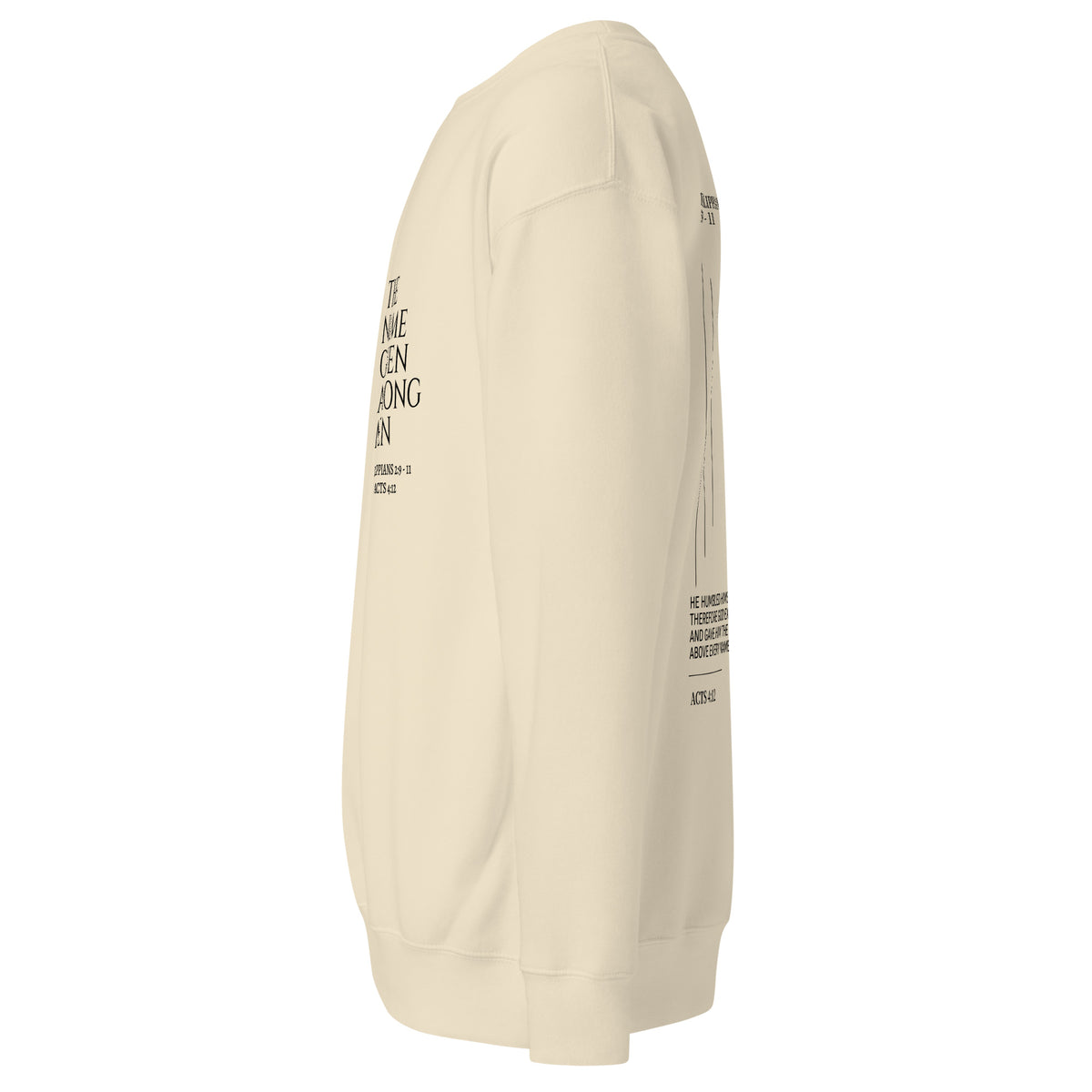 Bone The Name Given Among Men Christian sweatshirt, left-side view.